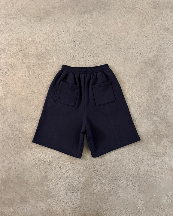 BLACK PANELLED TRACK SHORTS