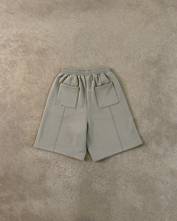 OLIVE PANELLED TRACK SHORTS