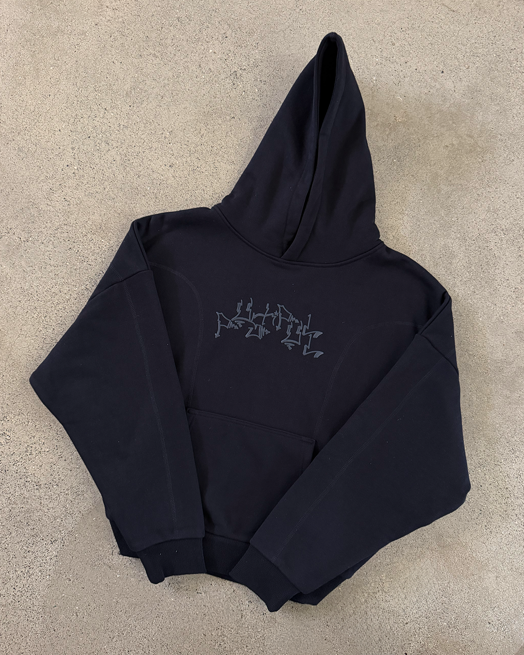 BLACK GRAPH PANELLED HOODIE