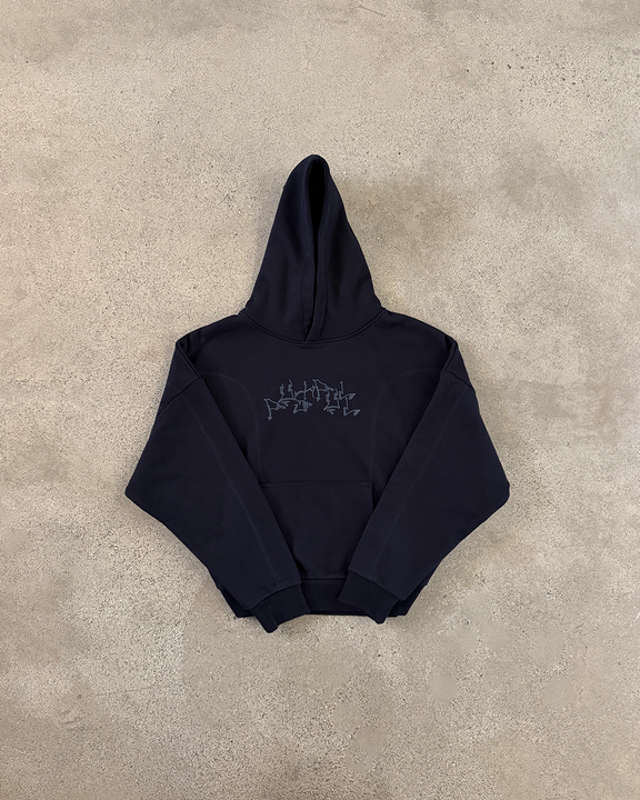 BLACK GRAPH PANELLED HOODIE