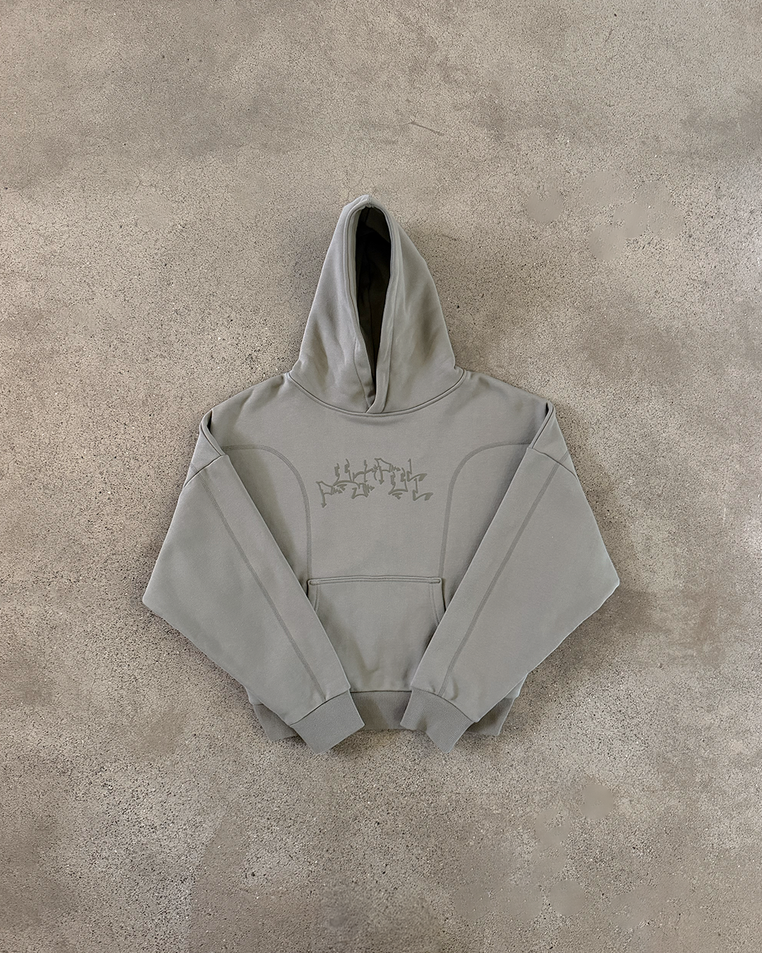 OLIVE GRAPH PANELLED HOODIE