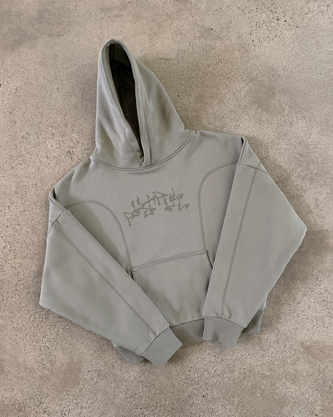 OLIVE GRAPH PANELLED HOODIE