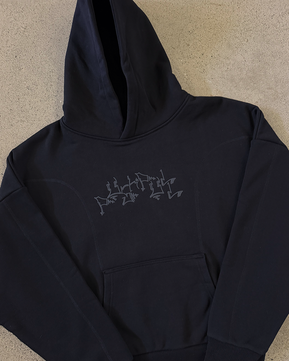 BLACK GRAPH PANELLED HOODIE