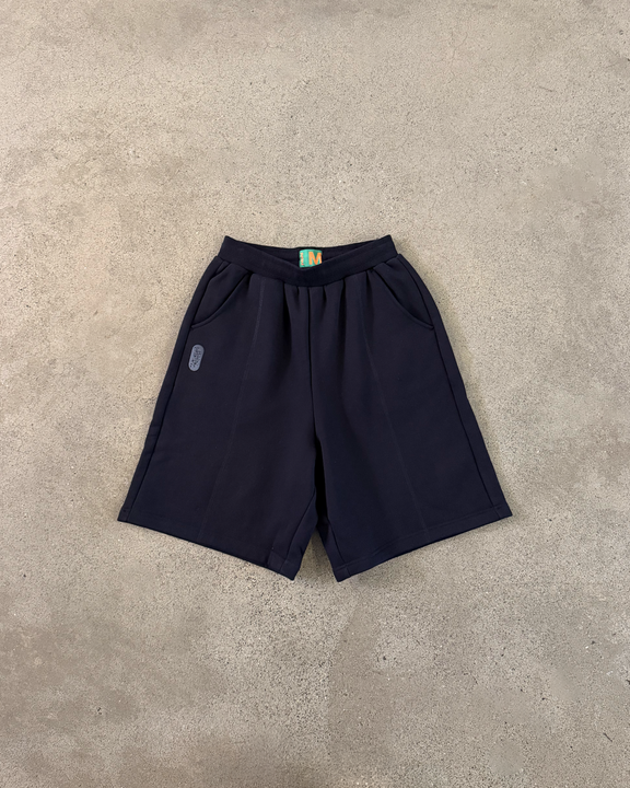 BLACK PANELLED TRACK SHORTS