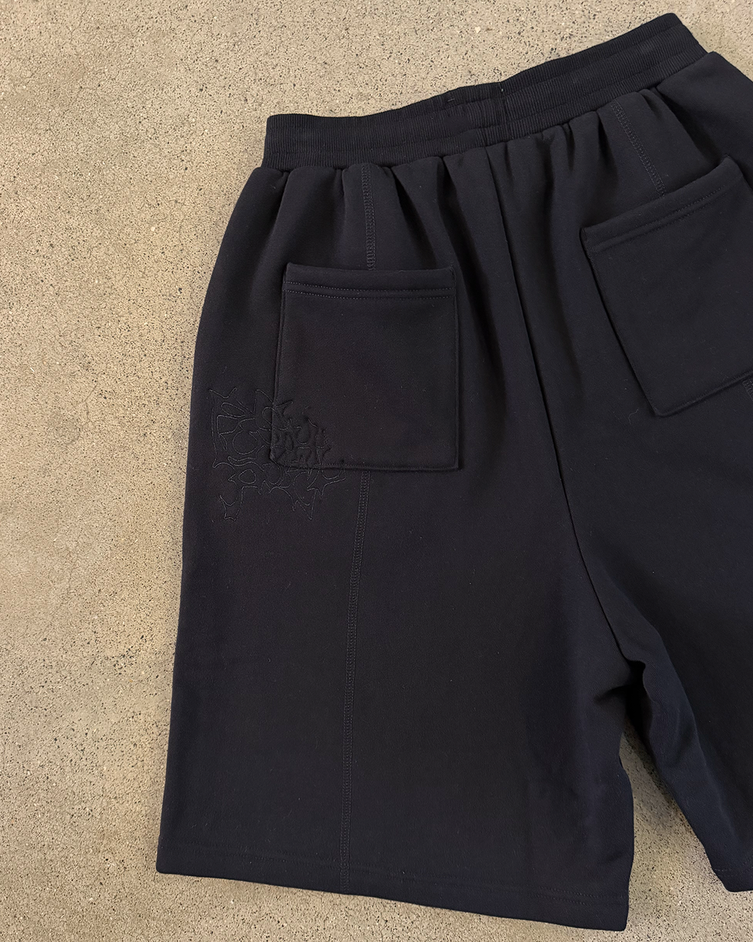 BLACK PANELLED TRACK SHORTS