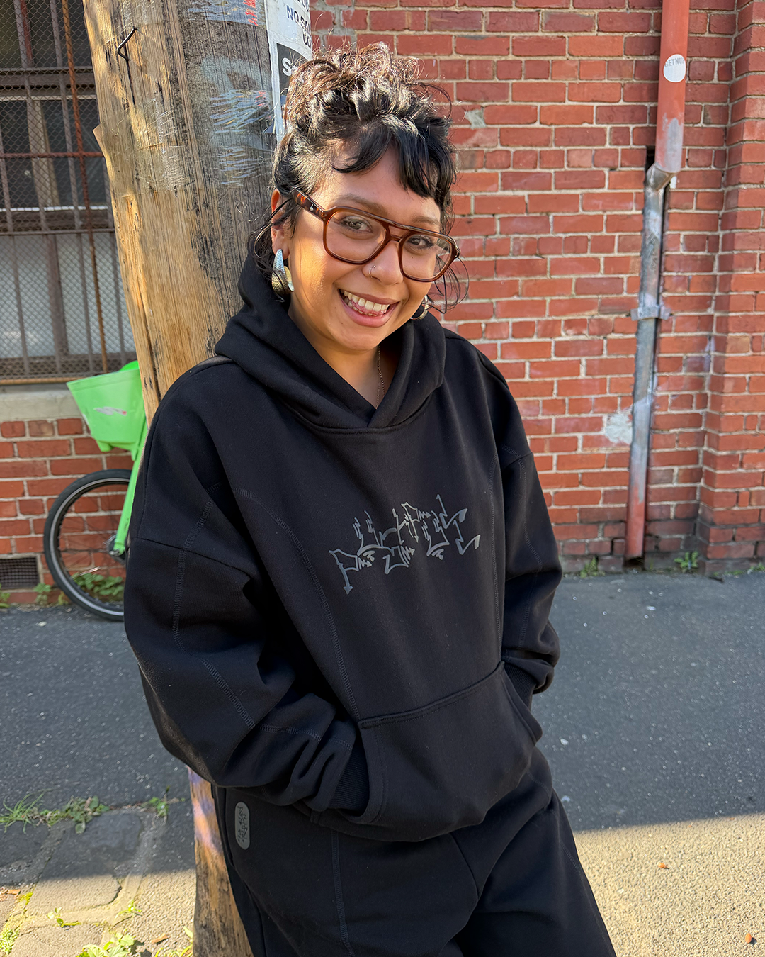 BLACK GRAPH PANELLED HOODIE