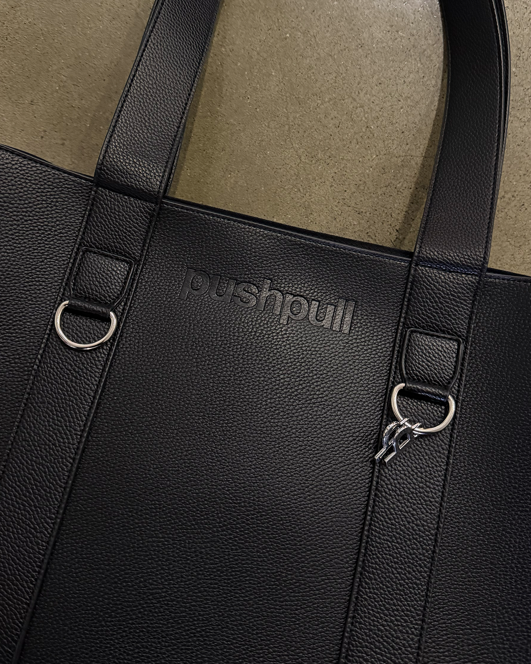 BLACK PU LEATHER TOTE BAG