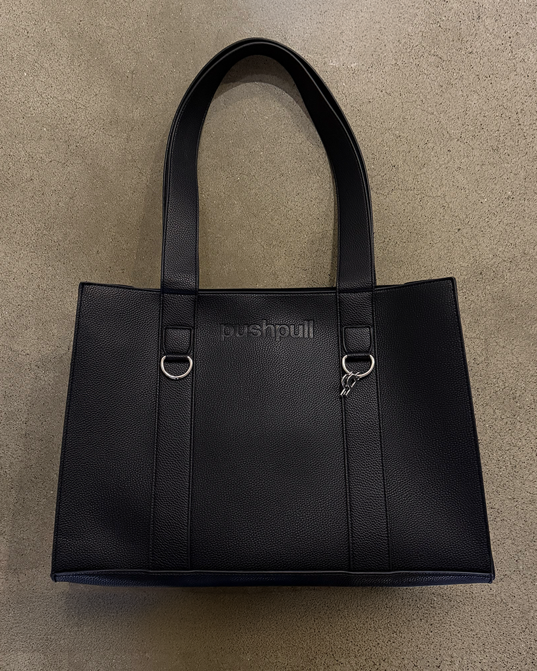 BLACK PU LEATHER TOTE BAG