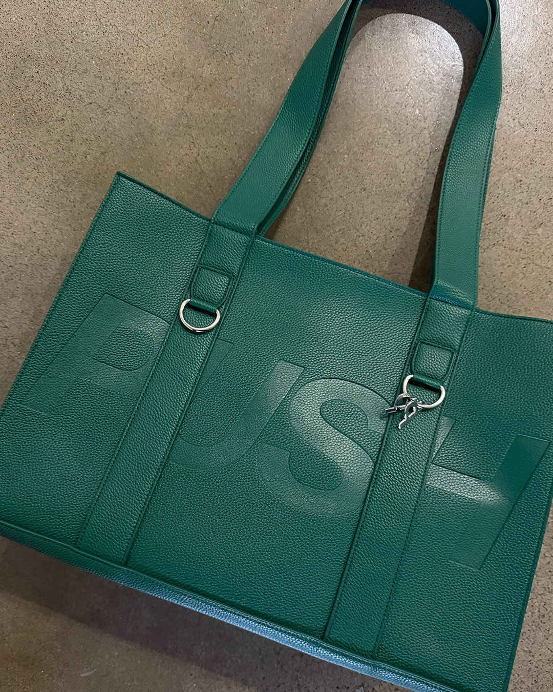 GREEN PU LEATHER TOTE BAG