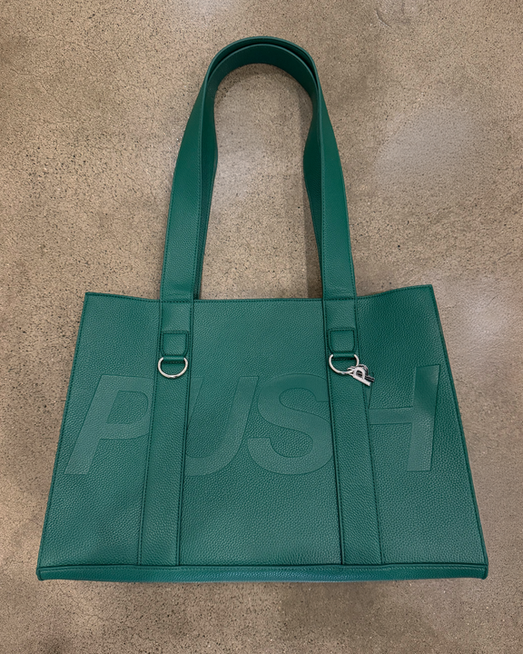 GREEN PU LEATHER TOTE BAG