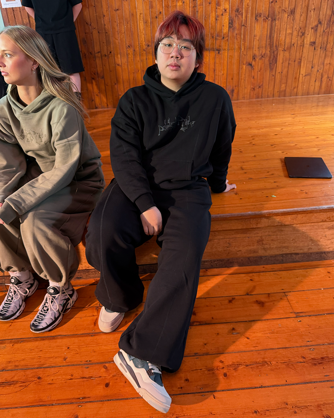 BLACK PANELLED TRACK PANTS