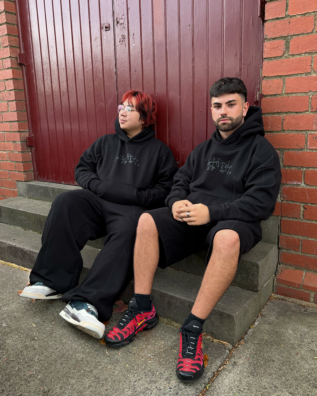 BLACK GRAPH PANELLED HOODIE