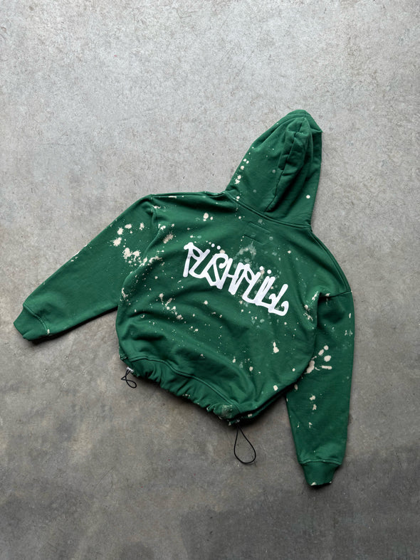 GREEN DIY RE-WORKED HOODIE