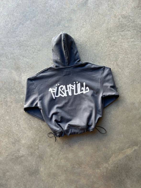 CHARCOAL/WHITE SCRIPT HOODIE