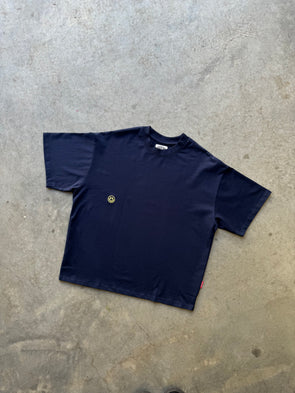 NAVY/YELLOW SMILEY SCRIPT TEE