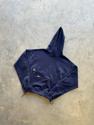 NAVY SMILEY SCRIPT HOODIE