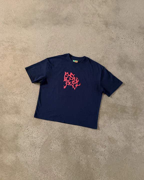 NAVY CUT OUT GRAPHIC T-SHIRT