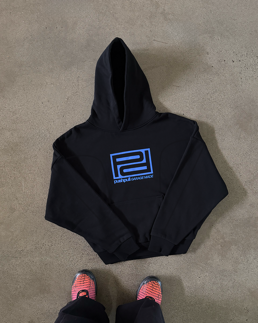 BLUE DOUBLE "P" PANELLED HOODIE