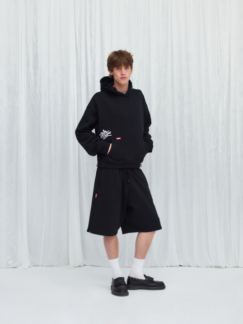 BLACK SMILEY SPLASH TRACK SHORTS