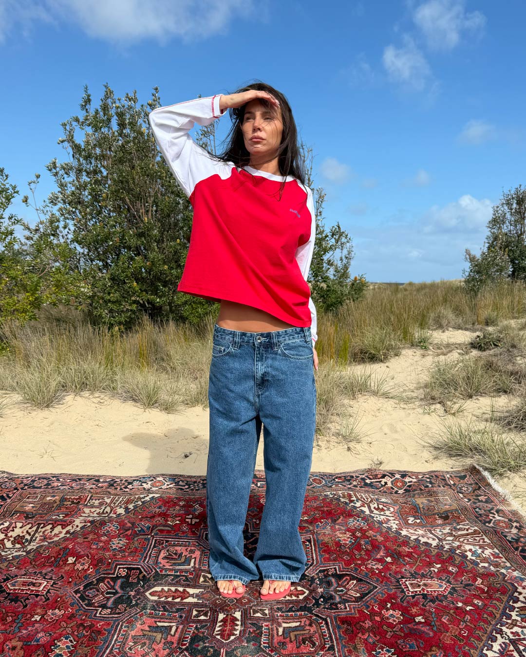 RED 2-TONE RAGLAN