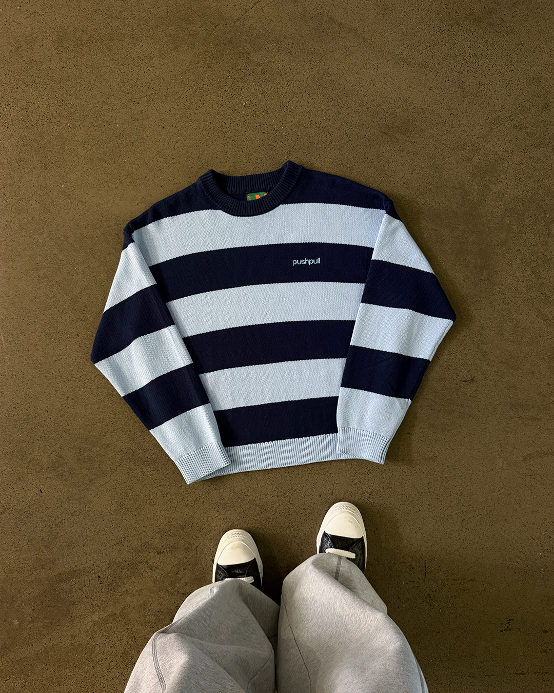 BLUE COLLEGE STRIPE KNIT