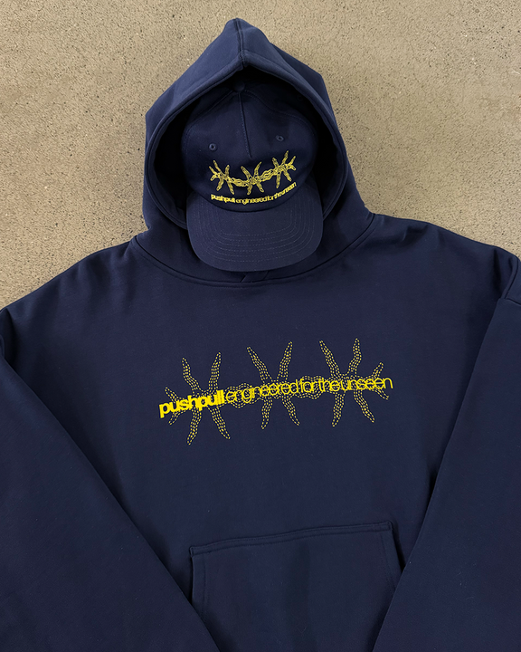 NAVY BARB WIRE HOODIE