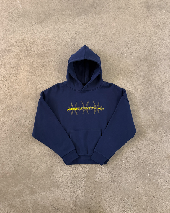 NAVY BARB WIRE HOODIE